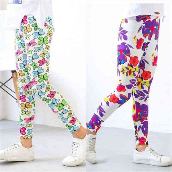 

girls leggings summer print flowers baby trousers childrens kids elastic and comfortable elastic waist pants childrens c, Blue