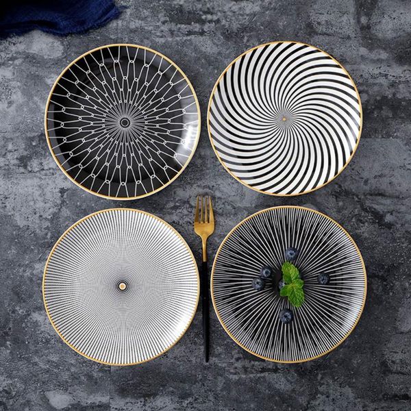 

dishes & plates 1pc tableware phnom penh geometry 6 inch dinner plate ceramic porcelain dessert dinnerware cake