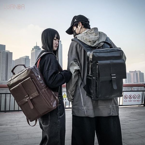 

backpack 2021 bagback england male men backpacks travel pu leather bags lapschool for