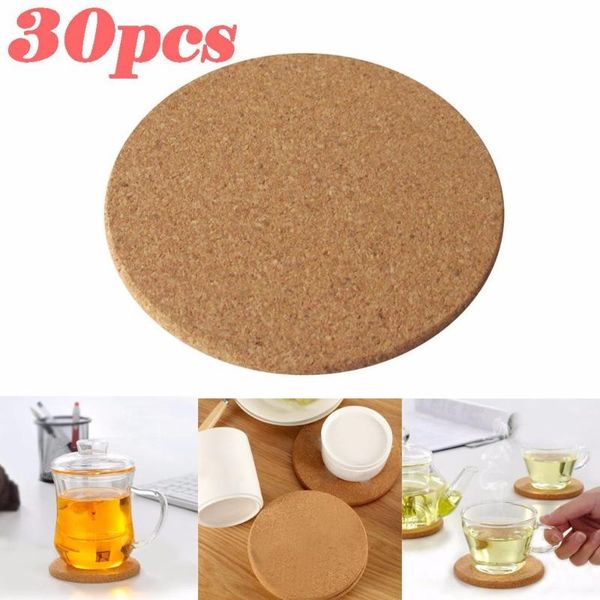 

mats & pads 30pc cork wood drink tea coffee cup mat table decor bottle tableware #t
