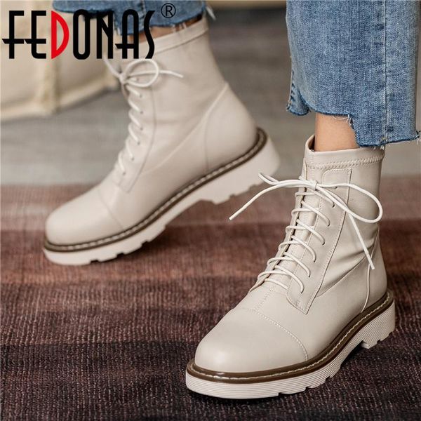 

boots fedonas ins platform rubber women leather winter est shoes woman fashion party wedding chunky heels ankle, Black