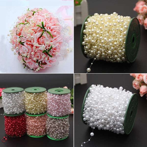 

decorative flowers & wreaths 5m artificial pearls beads chain garland diy wedding party favor bride imitation bouquet decoration beige scrap