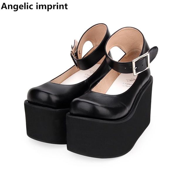 

dress shoes angelic imprint woman mori girl lolita cosplay lady high wedges heels pumps women princess party 33-47 10cm, Black