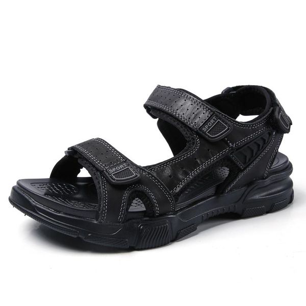 

sandals fashion summer leisure beach men shoes genuine leather the men's, Black