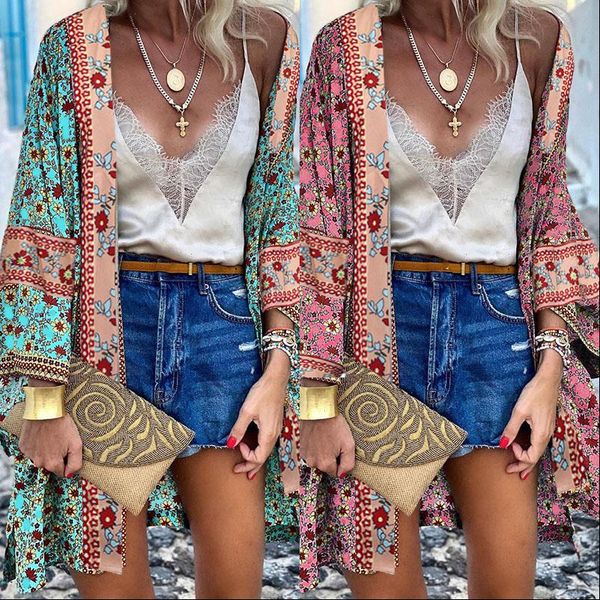 

boho kimonos japanese kimono cardigan women blouses cosplay yukata summer beach, White