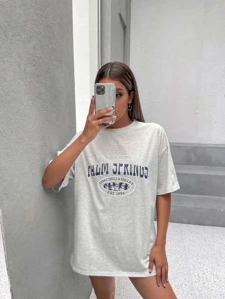 

letter graphic oversized longline tee k4xm#, White