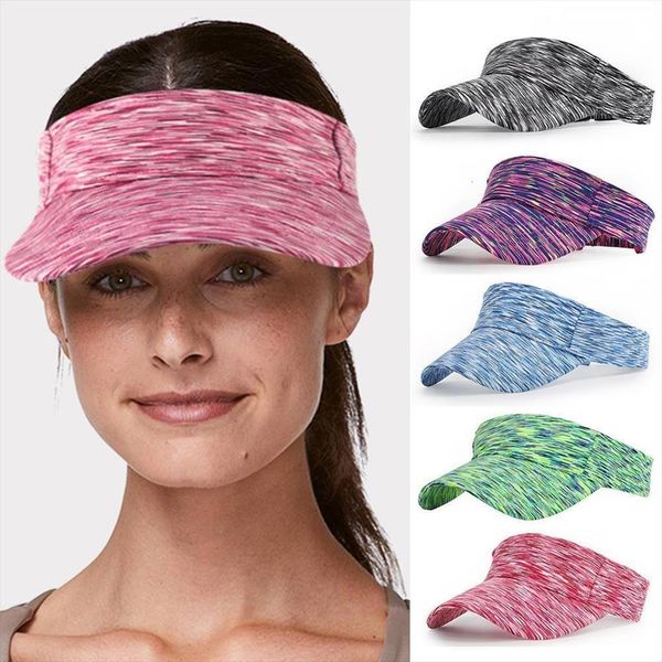 

colorful cotton cap adjustable for running tennis golf empty summer visor sun plain women sunscreen hats, Blue;gray