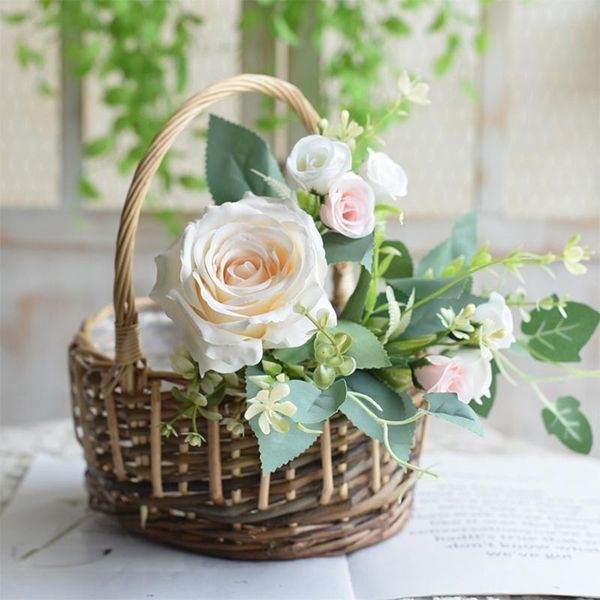 

storage baskets flower basket rattan hand woven willow pure primary color oval