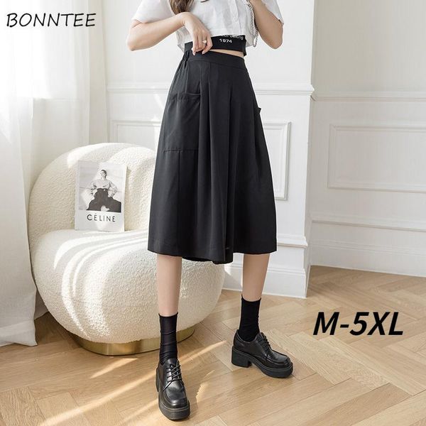 

women's pants & capris summer women oversized loose pure elastic waist korean style college leisure all-match basic chic vintage haraju, Black;white