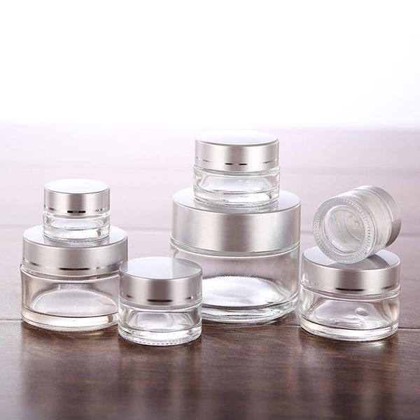 

storage bottles & jars 10pcs 5g 10g 15g 20g 30g 50g 100g travel cream glass jar clear container with gold black silver cap cosmetic packagin