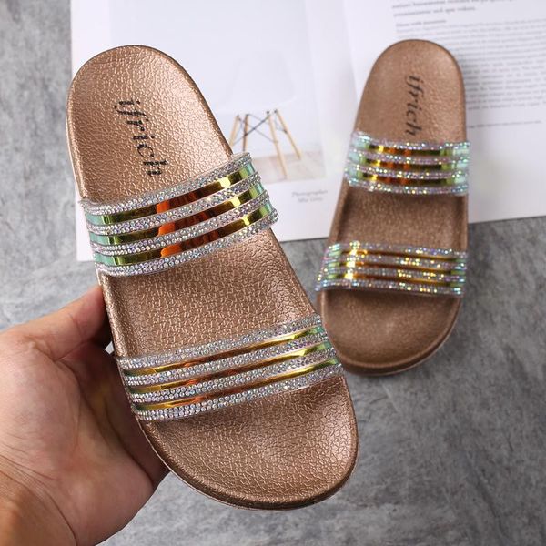 

slippers women's fashion colorful diamond sandals, Black