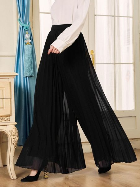 

wide leg pleated pants b1fx#, Black;white