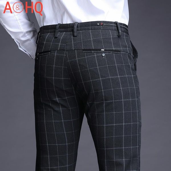 

men's suits & blazers stretch plaid dress pants men slim fit suit length formal business summer for trousers, White;black