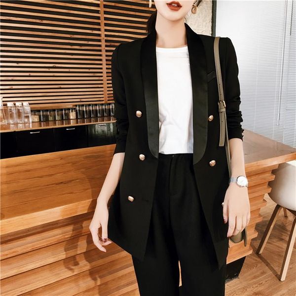 

women's vests [ewq] england style black long-sleeved slim long suit coat outwear large size ladies office blazer 2021 autumn qk242, Black;white