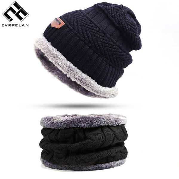 

hats, scarves & gloves sets evrfelan two pieces winter hat&scarf set for men beanies male thick cotton warm accessories, Blue;gray