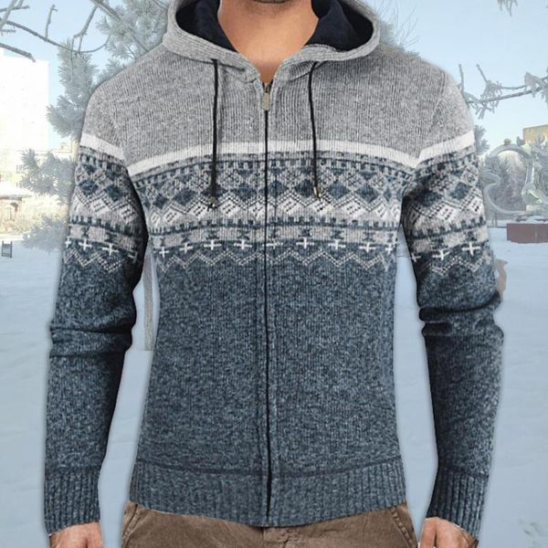 

men's sweaters winter coat cardigan hooded slim contrast color thick men jacket for sweater, White;black