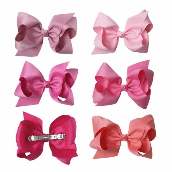 

1pieces 6''fashion big hair ribbon bows with french clip kids headwear clips for girls accessories 27 colors1, Slivery;white