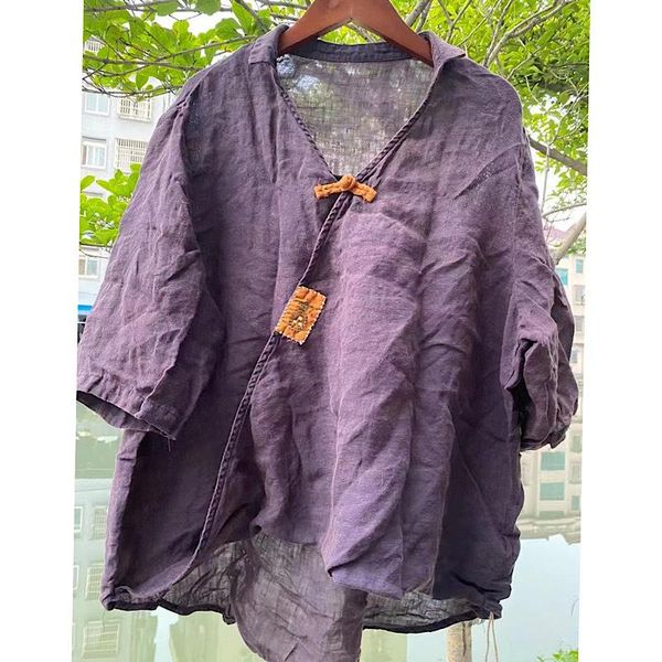 

women's blouses & shirts 2021 summer shirt women retro loose casual blouse v-neck button vintage thin section ladies, White