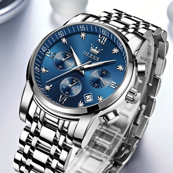 2021 Top Marke männer Sport Quarz Uhren Edelstahl Wasserdicht Chronograph Luxus Armbanduhr Uhr Männer Reloj Hombre