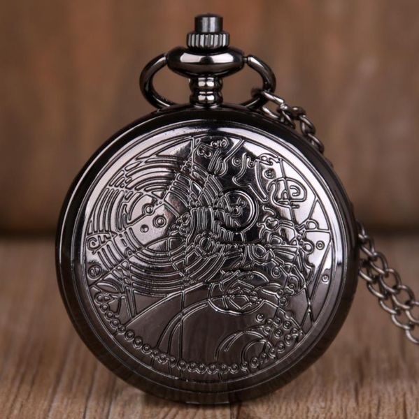 

pocket watches black quartz watch necklace chain clock pendant time children christmas gift gousset montre, Slivery;golden