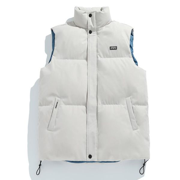 

men's vests legible 2021 sleeveless jacket casual solid vest man autumn winter warm stand collar waistcoat men, Black;white