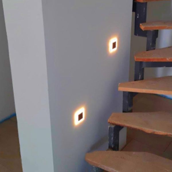 

wall lamp acrylic decor embedded footlight 3w led black/silver gray aluminum staircase corridor corner lighting light