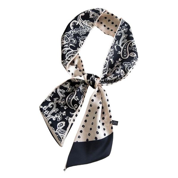 

scarves moribty women skinny silk scarf wraps long floral letter hair ribbon headbands foulard femme neckerchief bandanas bag ties, Blue;gray