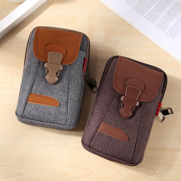 

wallets men canvas fanny pack hook strong self adhesive fastener waist packs mobile phone card bag multi layers small pouch purse wallet, Red;black