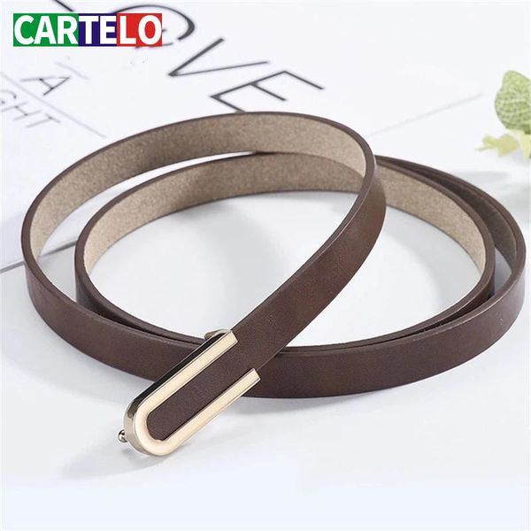 

belts cartelo fashion alloy buckle retro ladies thin belt wild jumpsuit body figure high quality, Black;brown
