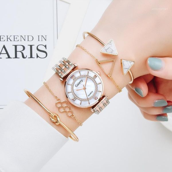 

luxury quartz wristwatches ladies fashion jewelry rhinestone bracelet watch set women rose gold diamond steel band a, Slivery;brown
