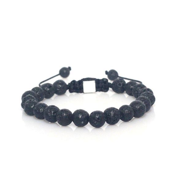

charm bracelets 8mm lava stone natural beaded braid bracelet for men and women, Golden;silver