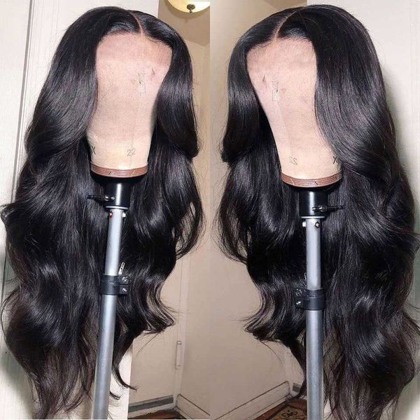 

28in 250 body wave lace front wig transparent lace wigs for women human hair wigs tpart lace frontal wig brazilian remy, Black