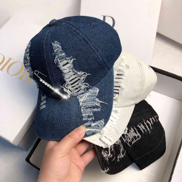 

personalized pin hole cowboy baseball cap fashion versatile trend cap student outdoor sports leisure hat girl, Black;white