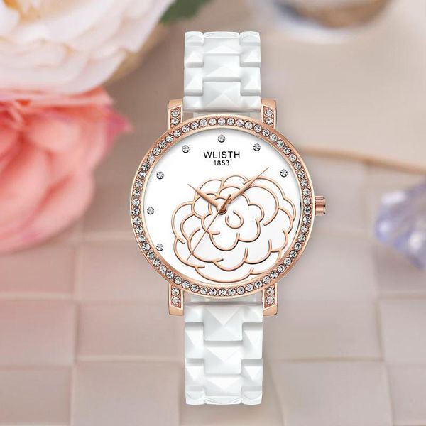 

wristwatches ceramic wrist watche for women explosion korean fashion diamond waterproof lady quartz watch wholesale luxury designer, Slivery;brown