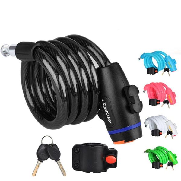 

bike locks bicycle security lock steel cable spiral cycling with frame and key