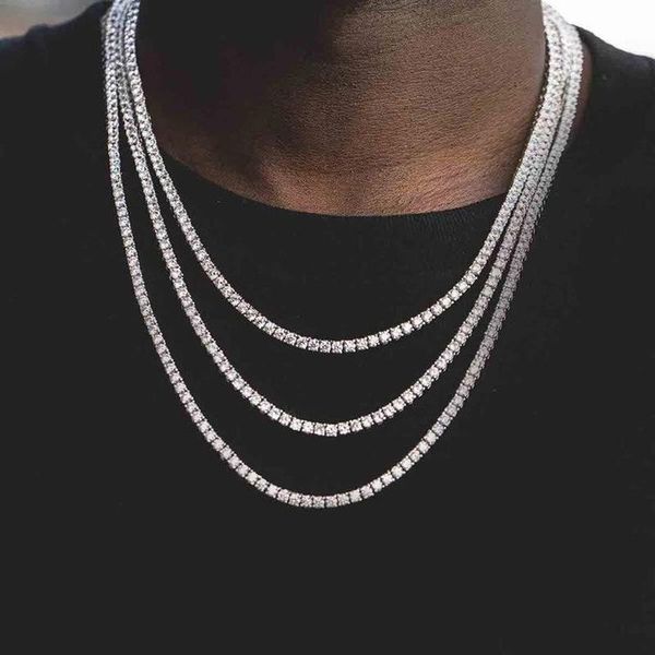 

chains oeny fashion rhinestone men's hip hop necklace rap singer tennis chain shiny crystal women's, Silver