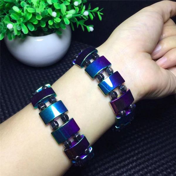 

beaded, strands rainbow hand bracelets for men energy health benefit hematite magnetic therapy bangle male jewelry gifts, Black