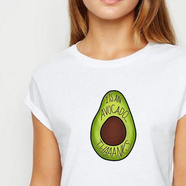 

t womens shirt female avocado thaanks style spring summer hipster easy matching cartoon vestidos o collar, White