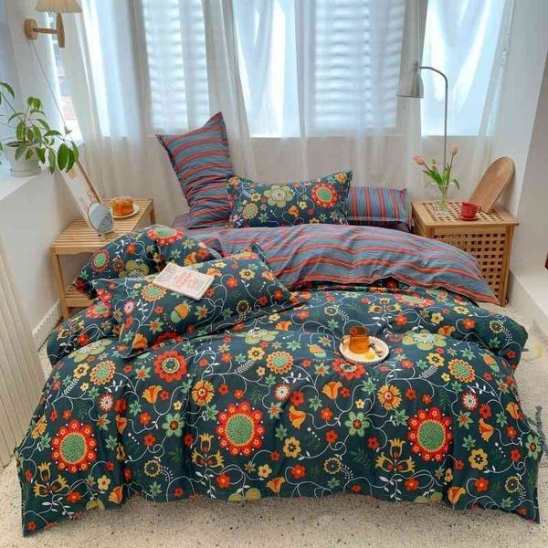 

botanical duvet cover tree leaves sunflowers printed soft microfiber twin  size 4pcs bedding set bed sheet pillowcases