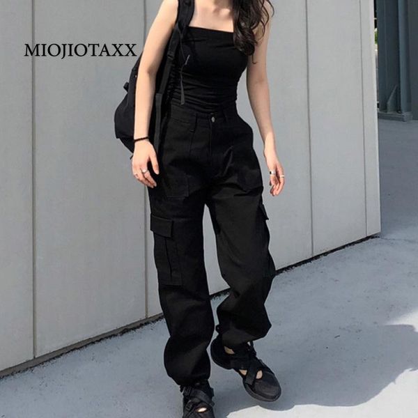 

women's pants & capris miojiotaxx europe america 2021 spring autumn leisure high waist slim overalls street multi pocket leggings cargo, Black;white
