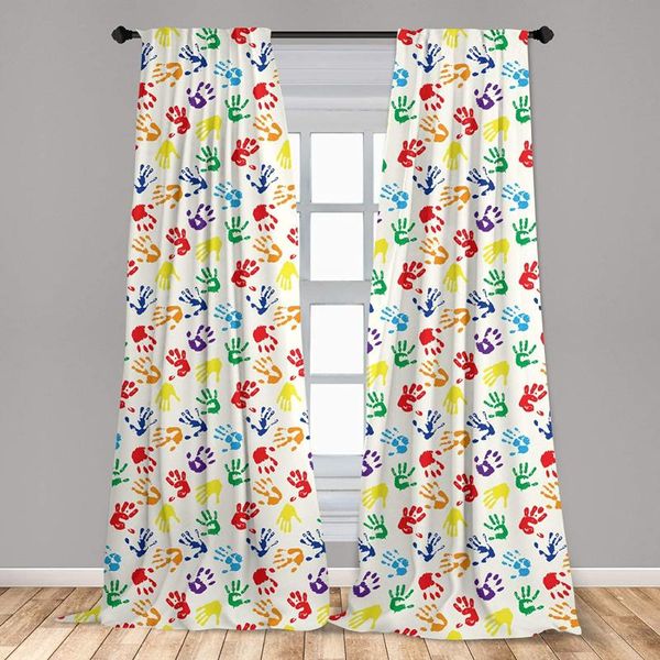 

curtain & drapes paint curtains colorful hand shapes fingerprints rainbow palette abstract activity pattern window for living room bedroom