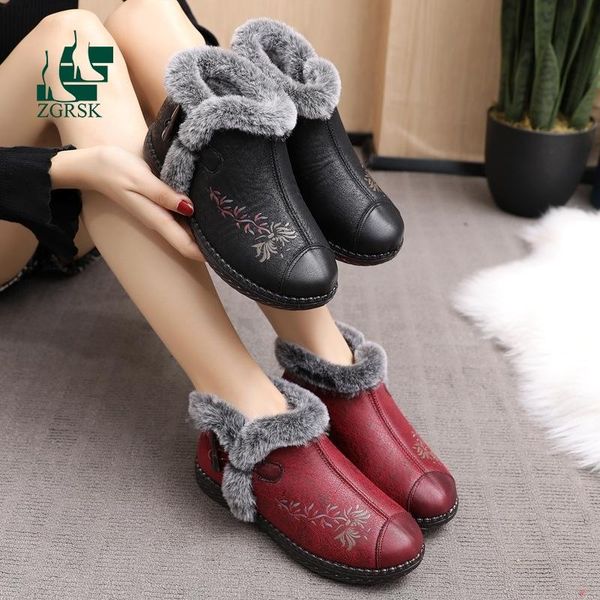

boots winter mother's shoes women's cotton padded plush warm middle-aged and elderly snow ox tendon soft bottom anti slip, Black
