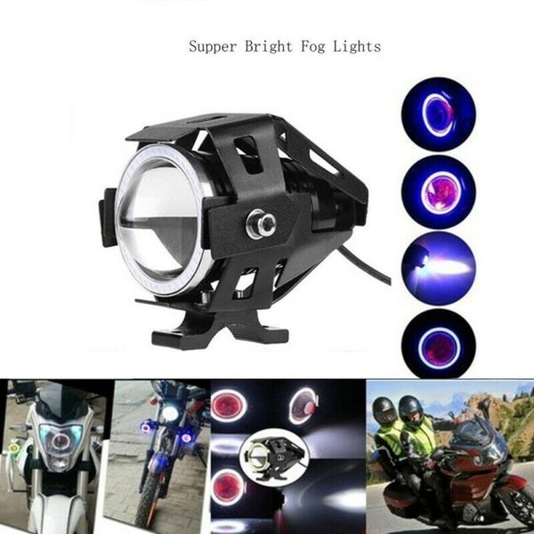 

125w motorcycle headlights with switch motorbike auxiliary spotlight u7 led motor driving strobe flashing drl lights for atv utv tru car dvr