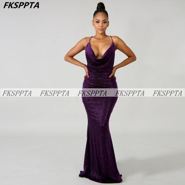 

glitter backless mermaid purple prom dresses long formal gowns 2021 spaghetti straps floor length black girl wedding party dress, White;black
