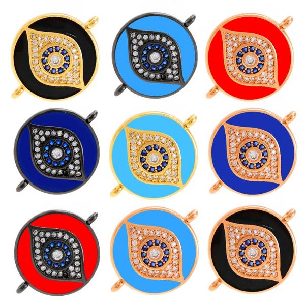 

link, chain evil eye connection jewelry micro-inlaid colored zircon round palm hand necklace bracelet, Black