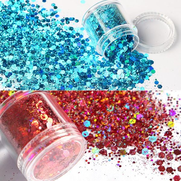 

nail glitter mermaid flakes sparkly holographic mix laser hexagon colorful sequins spangles polish manicure nails art decoration, Silver;gold