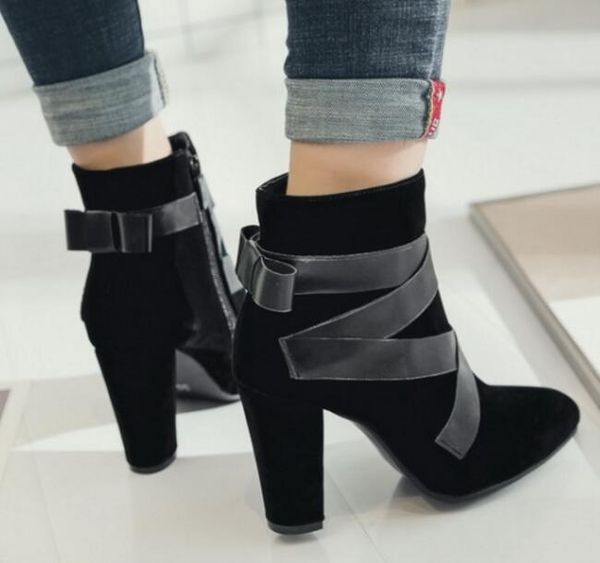 

boots zapatos mujer chaussure femme wedding shoes woman ankle for women pumps winter ladies girls high heels fashion g61226, Black