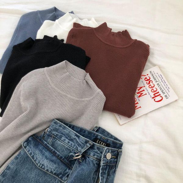 

women's sweaters knit sweater basic for women solic color ol lady o-necked winter fall pullover wholesale long sleeve jumper cotton, White;black