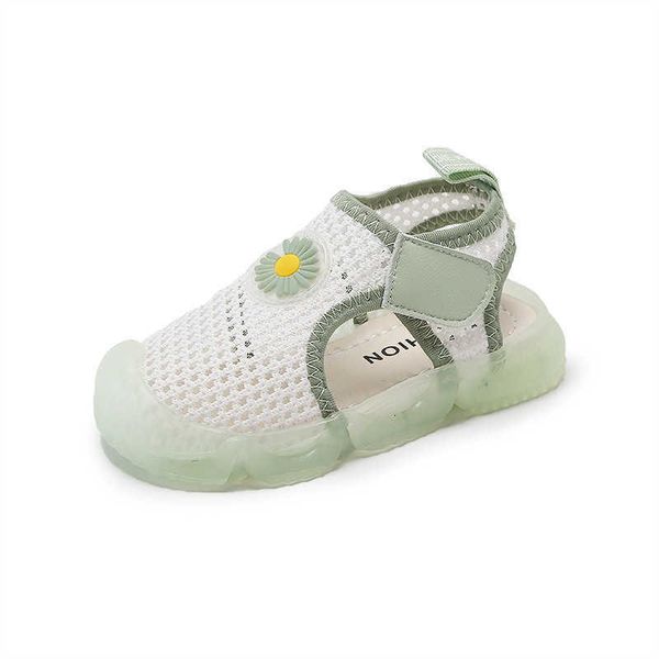 Kinder Sommer Sandalen Hebegurt Plus Hakenverschluss Einfach für Baby Tragen Sandalen Jungen Gilrs Nette Blume Mesh Schuhe Barfuß 210713