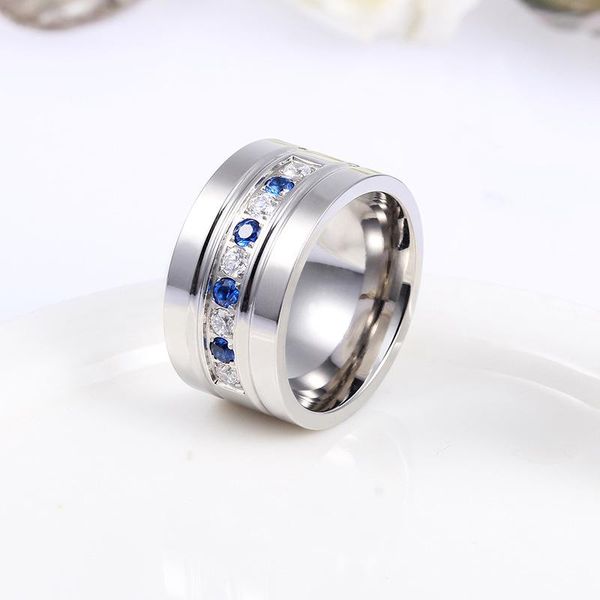 

wedding rings wholesale titanium steel blue crystal fashion accessories jewel women ring fine jewelry valentine, Slivery;golden